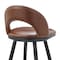 Armen Living Lottech Swivel Bar Stool in Black Metal with Brown Faux Leather 840254335394 - alternate 5